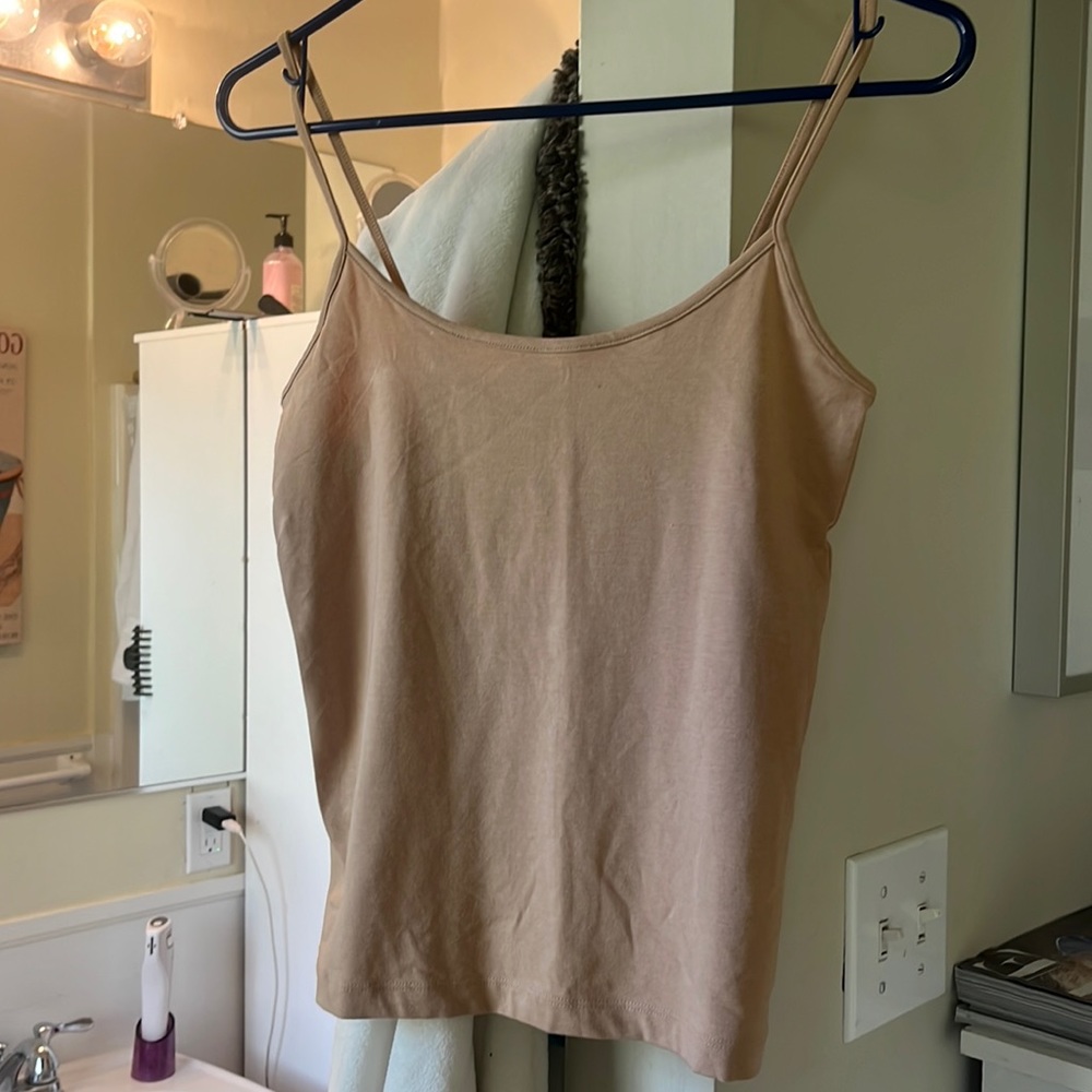 very soft and loose fitting tan tank top
